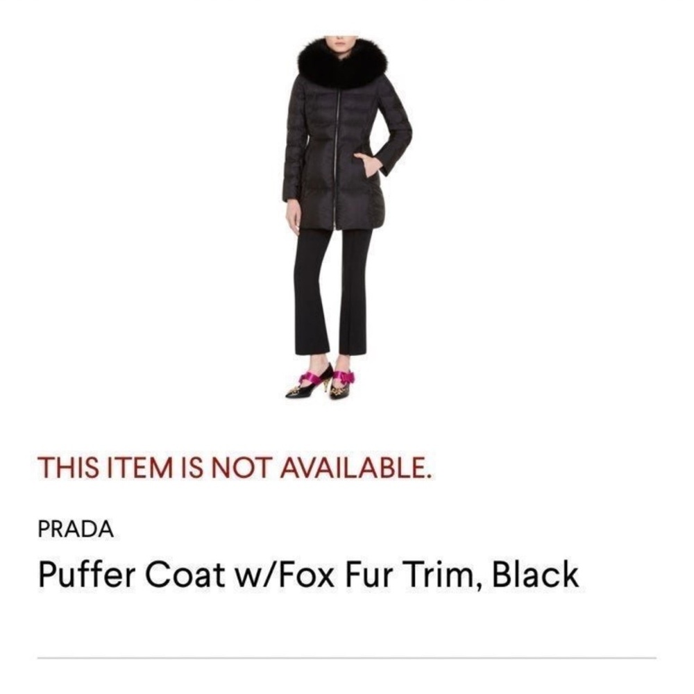 Prada puffer jacket with black fur hoodie